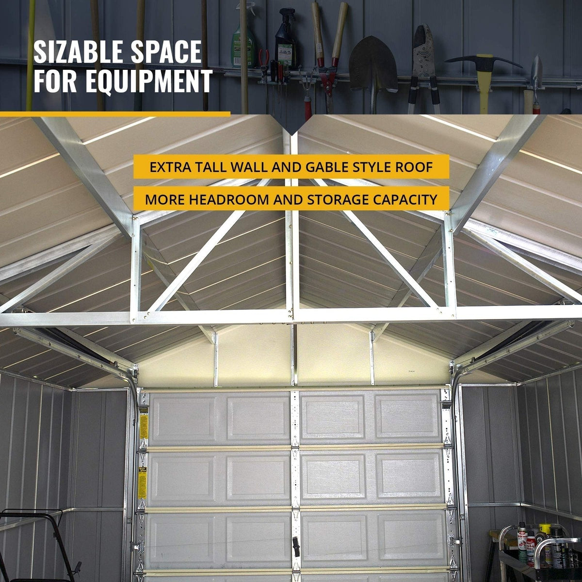 Arrow Shed 12′ x 31′ Murryhill Garage Galvanized Steel Extra Tall Walls Prefabricated Shed Storage Building, 12′ x 31′, Flute Gray