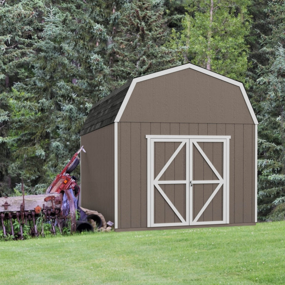 Handy Home Products Braymore 10×16 Do-It-Yourself Wooden Storage Shed Without Floor